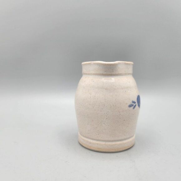 Vintage Pinewood Valley Pottery Creamer Blue Heart Stoneware 3” Glazed - Picture 2 of 9